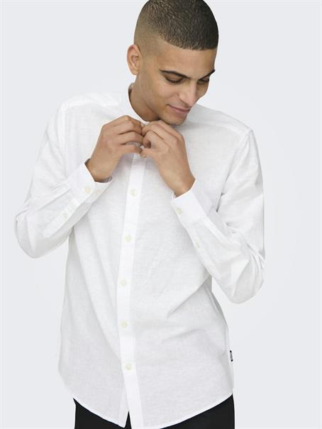 ONSCAIDEN LIFE LS LINEN BLEND MAO NOOS white