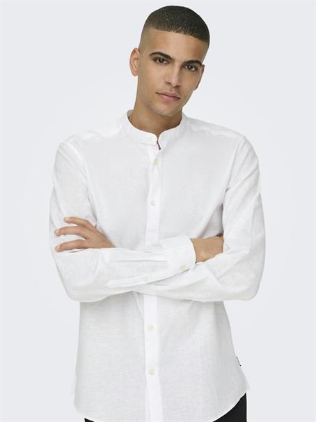ONSCAIDEN LIFE LS LINEN BLEND MAO NOOS white