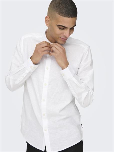 ONSCAIDEN LIFE LS LINEN BLEND MAO NOOS white