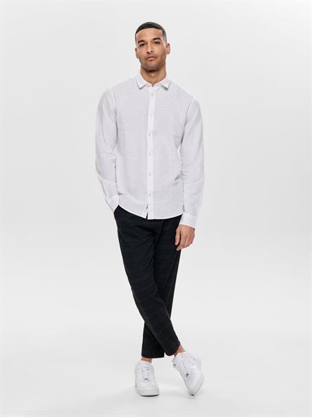 ONSCAIDEN LIFE LS SOLID LINEN SHIRT NOOS white