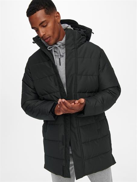 ONSCARL LIFE LONG QUILTED COAT OTW NOOS black