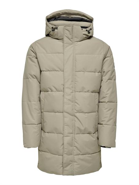 ONSCARL LIFE LONG QUILTED COAT OTW NOOS desert taupe