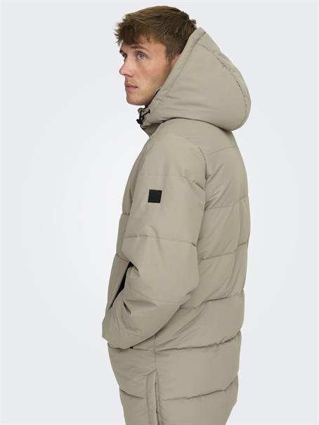 ONSCARL LIFE LONG QUILTED COAT OTW NOOS desert taupe