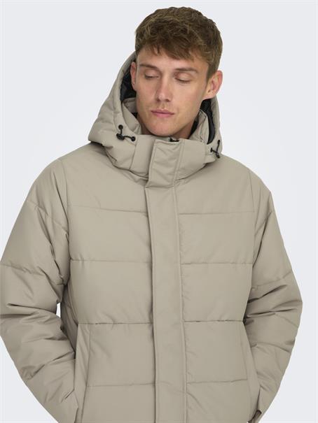 ONSCARL LIFE LONG QUILTED COAT OTW NOOS desert taupe