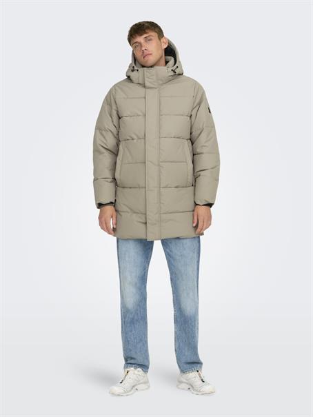 ONSCARL LIFE LONG QUILTED COAT OTW NOOS desert taupe