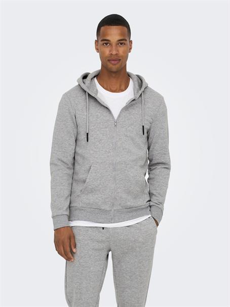 ONSCERES ZIP THR. HOODIE SWEAT NOOS light grey melange