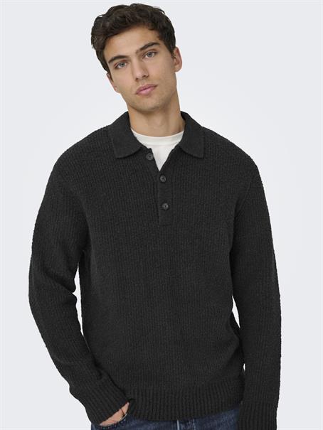 ONSDALE RLX LS POLO KNIT NOOS black