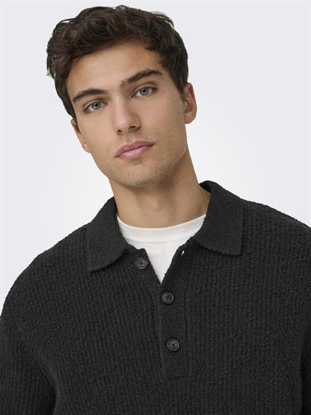 ONSDALE RLX LS POLO KNIT NOOS black