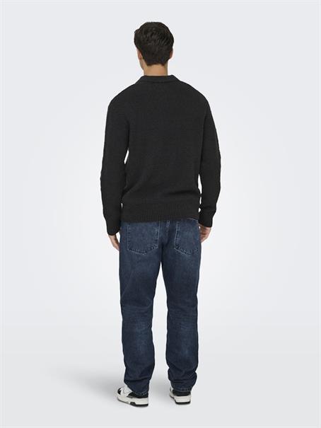 ONSDALE RLX LS POLO KNIT NOOS black