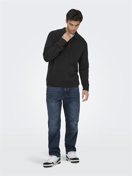 ONSDALE RLX LS POLO KNIT NOOS black
