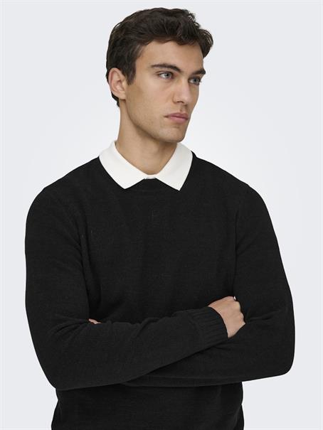 ONSETHAN LIFE REG 7 CREW KNIT NOOS black