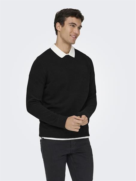 ONSETHAN LIFE REG 7 CREW KNIT NOOS black