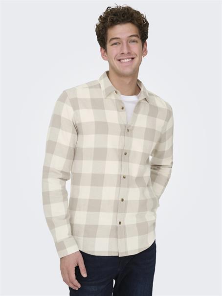 ONSGUDMUND LS CHECKED SHIRT NOOS antique white
