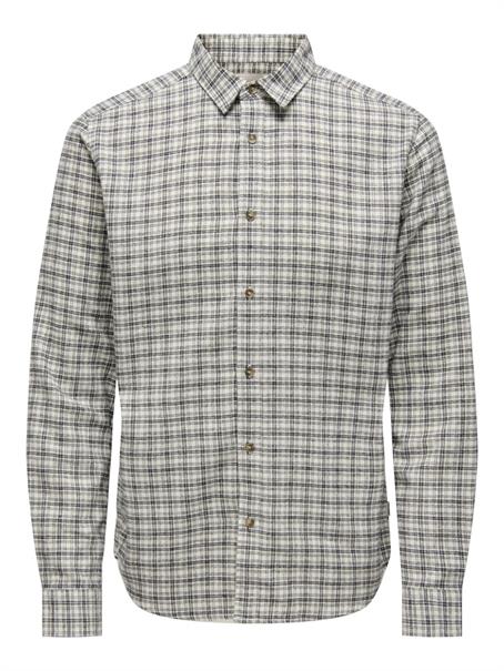ONSGUDMUND LS CHECKED SHIRT NOOS egret