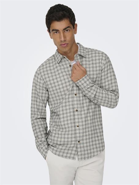 ONSGUDMUND LS CHECKED SHIRT NOOS egret