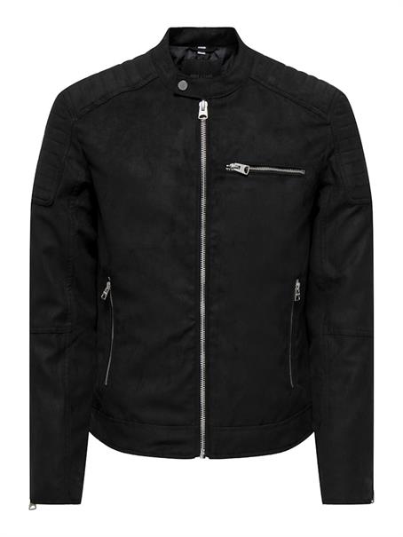 ONSGUS FAUX SUEDE RACER JACKET OTW black