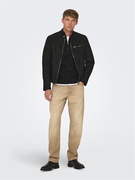 ONSGUS FAUX SUEDE RACER JACKET OTW black