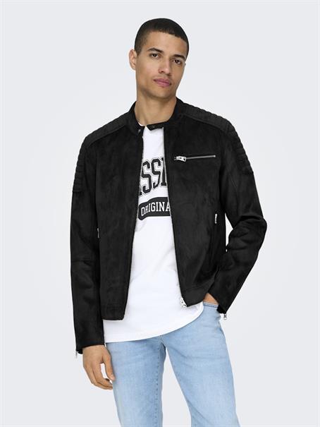 ONSGUS FAUX SUEDE RACER JACKET OTW NOOS black