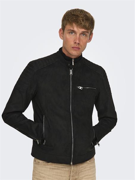 ONSGUS FAUX SUEDE RACER JACKET OTW NOOS black