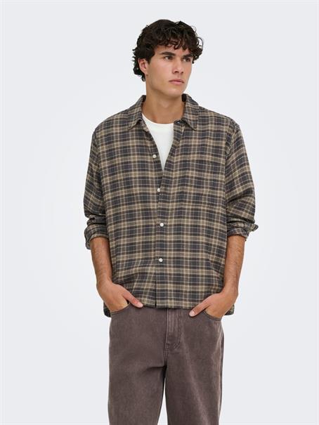 ONSHALE FLANNEL CHECK SHIRT RLX FIT NOOS grey pinstripe