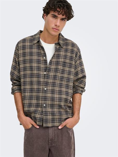 ONSHALE FLANNEL CHECK SHIRT RLX FIT NOOS grey pinstripe
