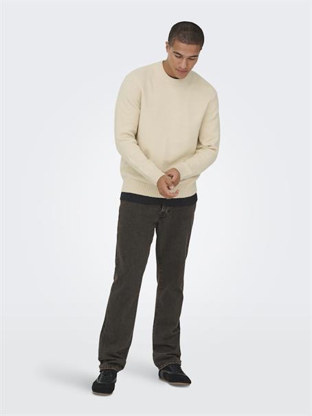 ONSJAMES RLX CREW KNIT NOOS oatmeal