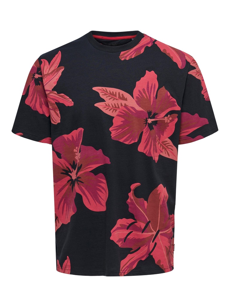 Only & Sons Herren T-Shirt 22022164 Dark Navy-red Print - kleidung