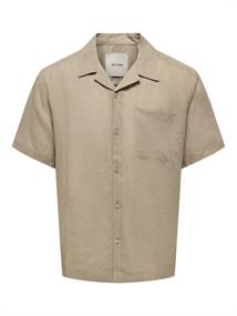 ONSLAURENCE LINEN RESORT COLLAR SS NOOS chinchilla