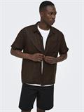 ONSLAURENCE LINEN RESORT COLLAR SS NOOS coffee bean