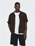 ONSLAURENCE LINEN RESORT COLLAR SS NOOS coffee bean