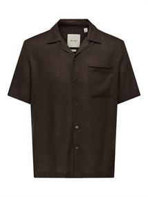 ONSLAURENCE LINEN RESORT COLLAR SS NOOS coffee bean