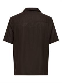 ONSLAURENCE LINEN RESORT COLLAR SS NOOS coffee bean