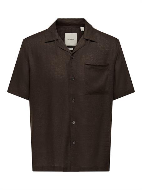 ONSLAURENCE LINEN RESORT COLLAR SS NOOS coffee bean