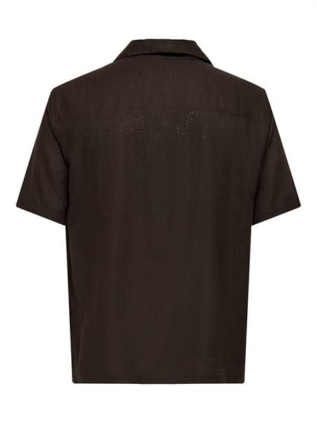 ONSLAURENCE LINEN RESORT COLLAR SS NOOS coffee bean