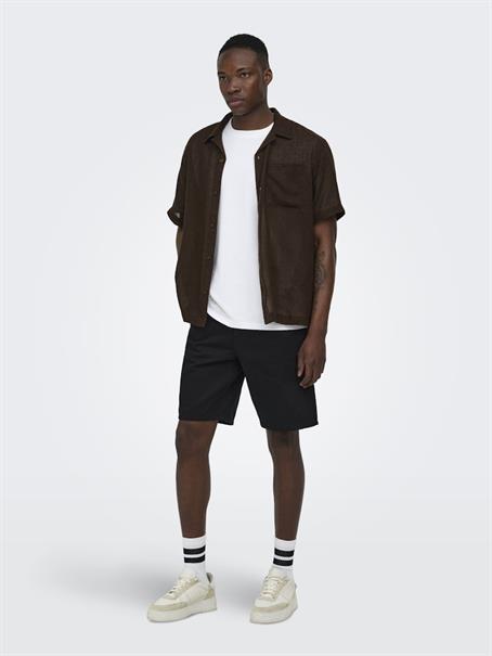 ONSLAURENCE LINEN RESORT COLLAR SS NOOS coffee bean