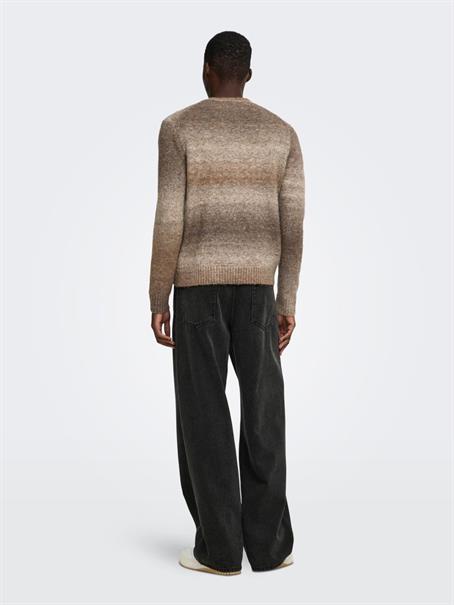 ONSMACK GRADIANT REG CREW KNIT coffee bean
