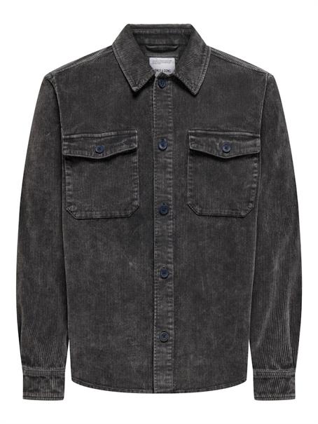 ONSMARLON 8W WASH CORD OVERSHIRT grey pinstripe