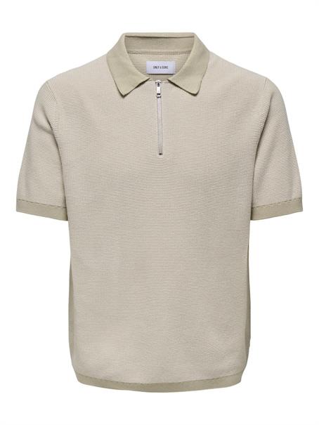ONSMATTEO REG SS ZIP POLO cloud dancer