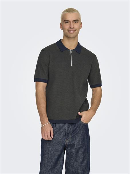 ONSMATTEO REG SS ZIP POLO dark sapphire