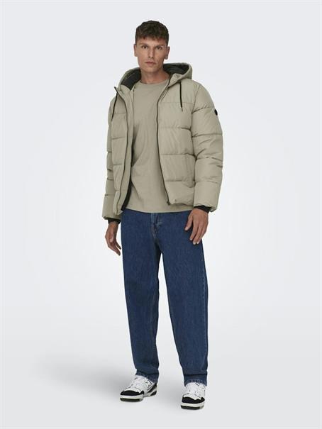 ONSMELVIN LIFE HOOD PUFFER JACKET OTW VD vintage khaki