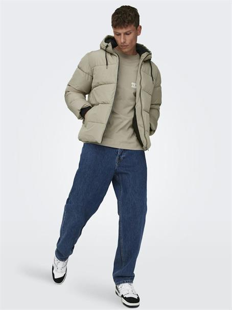 ONSMELVIN LIFE HOOD PUFFER JACKET OTW VD vintage khaki