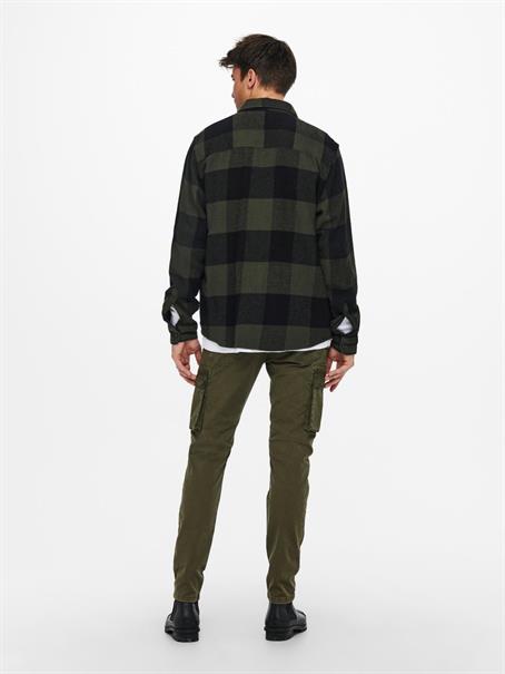 ONSMILO LS CHECK OVERSHIRT NOOS forest night1