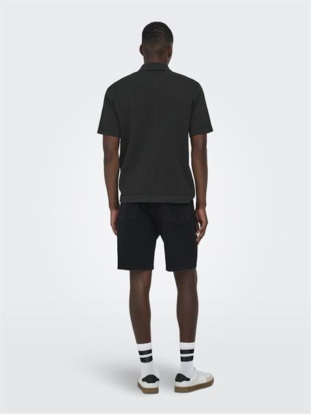 ONSMOON REG 12 SS POLO KNIT NOOS black
