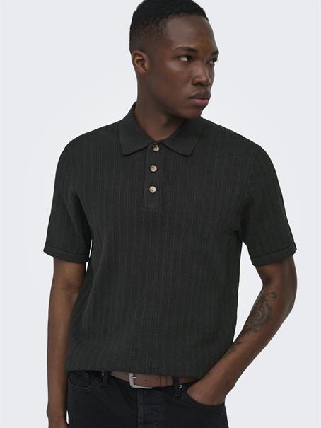 ONSMOON REG 12 SS POLO KNIT NOOS black