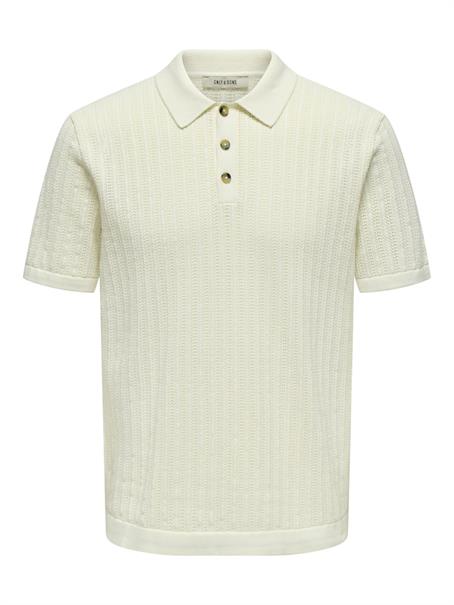 ONSMOON REG 12 SS POLO KNIT NOOS egret