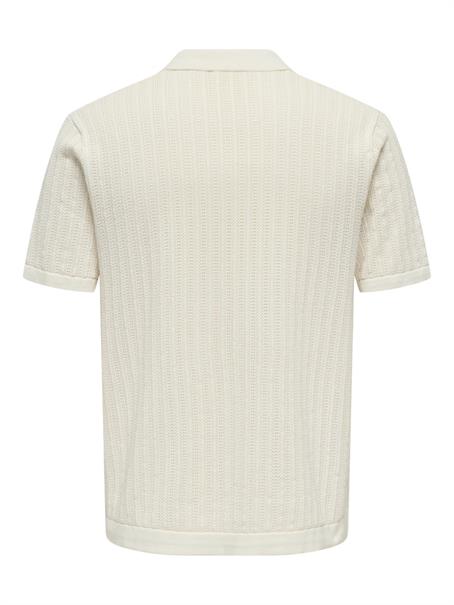 ONSMOON REG 12 SS POLO KNIT NOOS egret
