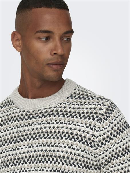 ONSMUSA REG 3 STRUC CREW KNIT silver lining