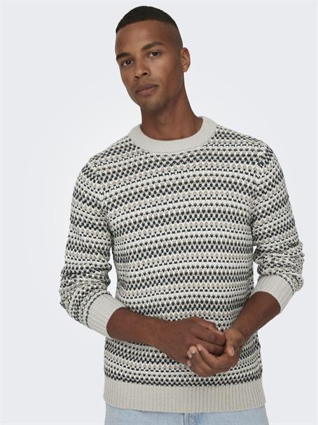 ONSMUSA REG 3 STRUC CREW KNIT silver lining