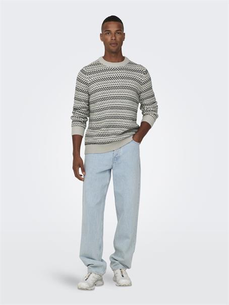 ONSMUSA REG 3 STRUC CREW KNIT silver lining