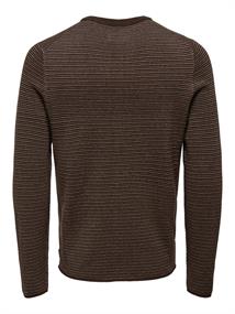 ONSNIGUEL REG 12 STRIPE CREW KNIT hot fudge-silver lining